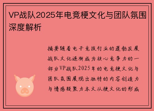 VP战队2025年电竞梗文化与团队氛围深度解析